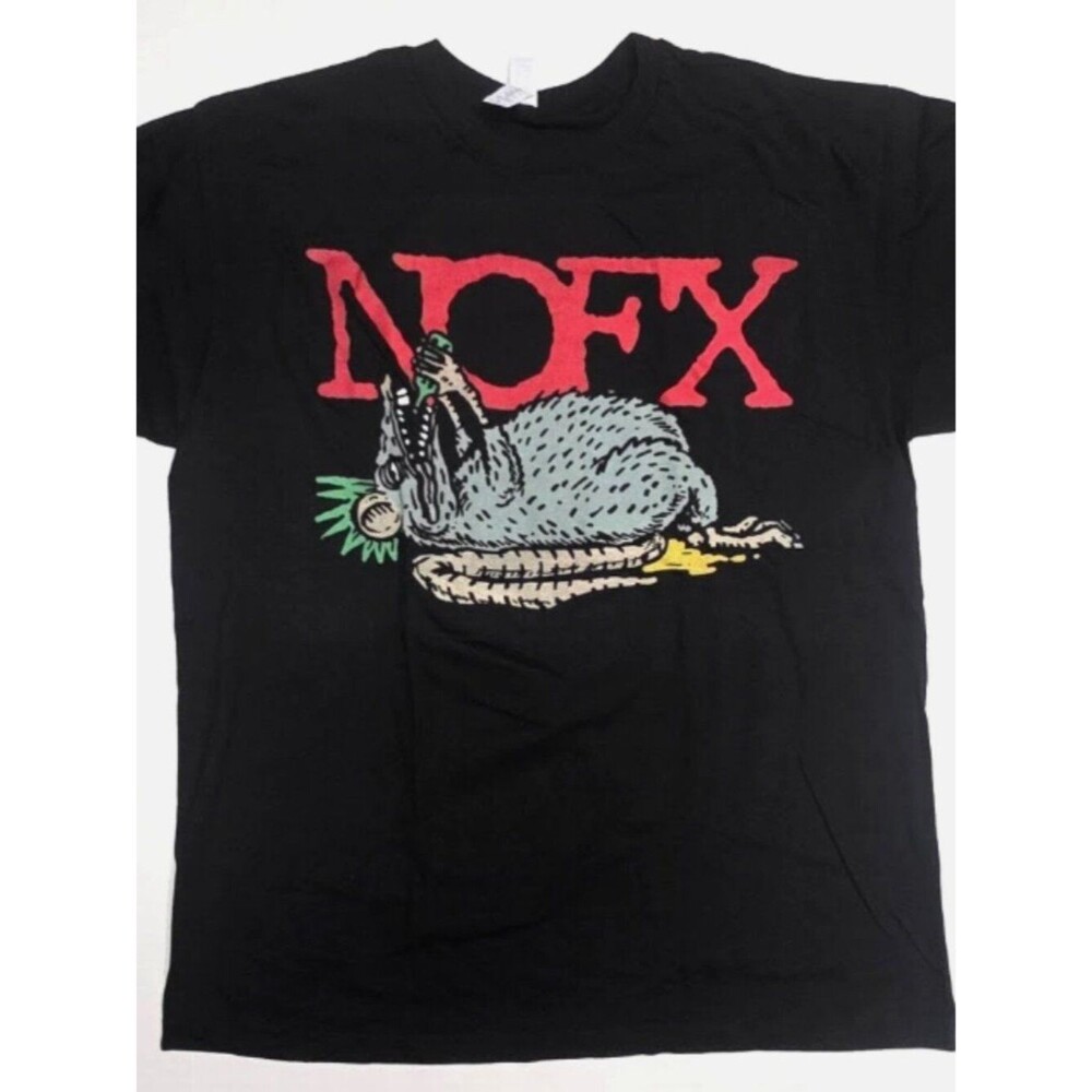 RARE NOFX T-shirt Drunk Rat Punk Rock Men's Tee Black New L